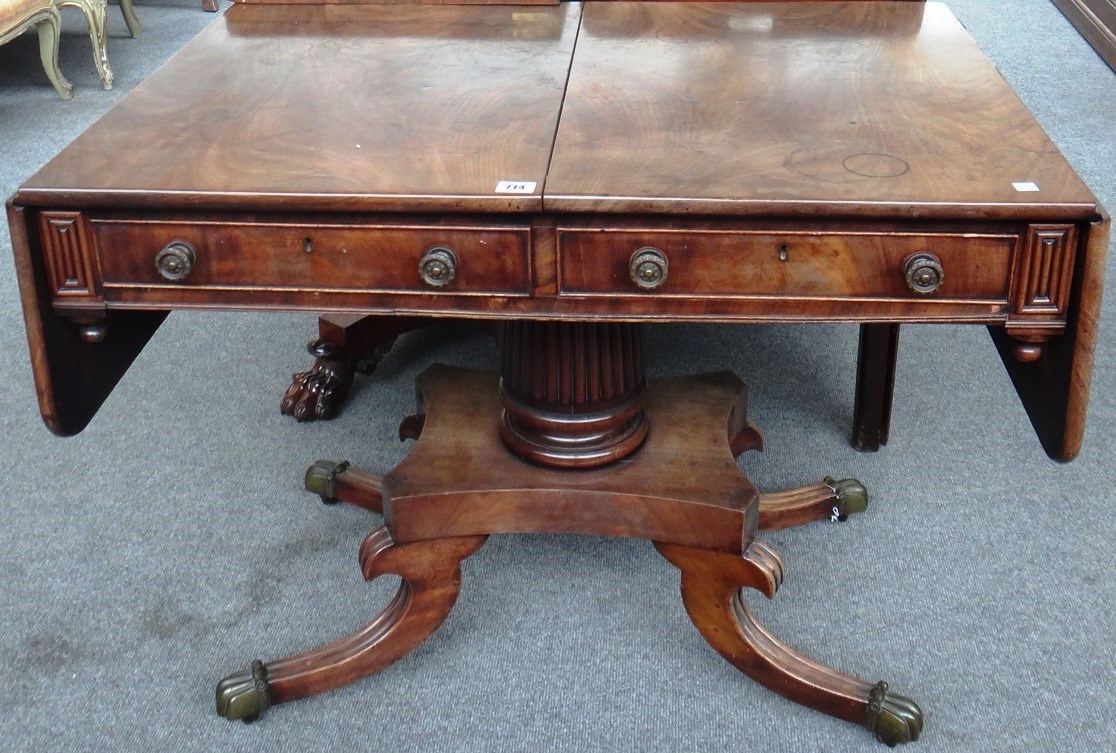 Appraisal: A George IV mahogany sofa table with pair of freize