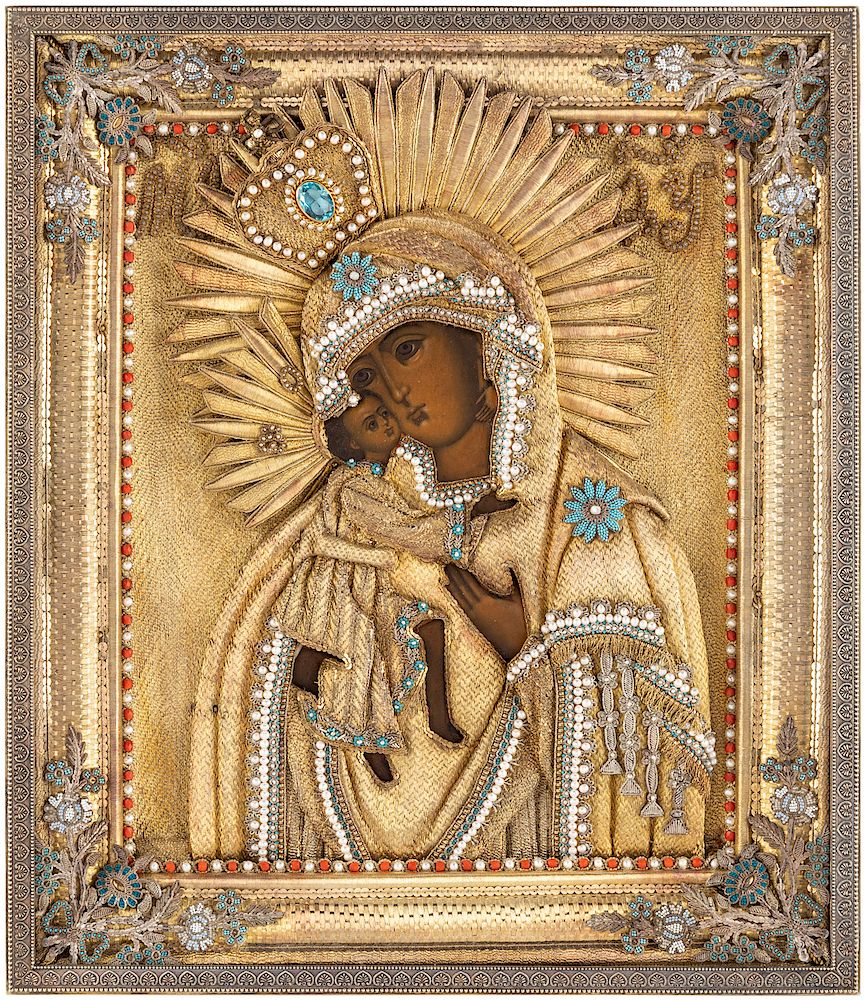 Appraisal: A RUSSIAN ICON OF THE FEODOROVSKAYA MOTHER OF GOD WITH