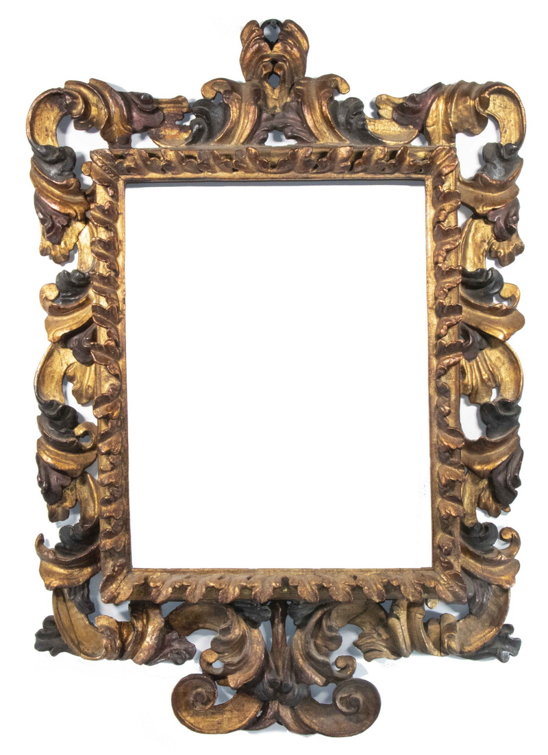 Appraisal: TH C ITALIAN GILTWOOD AND POLYCHROME FRAME Probably Venetian having