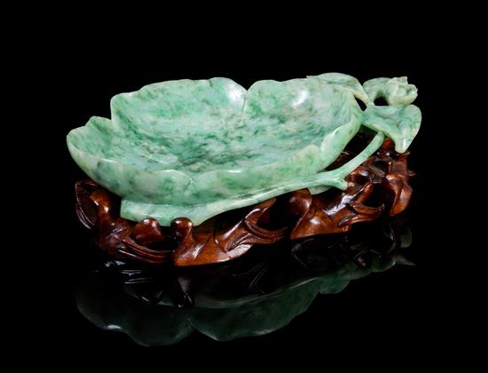 Appraisal: Sale Lot A Carved Jadeite Brush Washer the mottled green