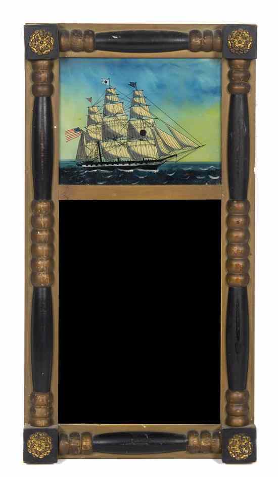 Appraisal: An American Federal Style Tablet Mirror having an eglomise panel