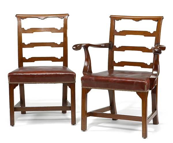 Appraisal: A set of twelve George III mahogany ladder back chairs