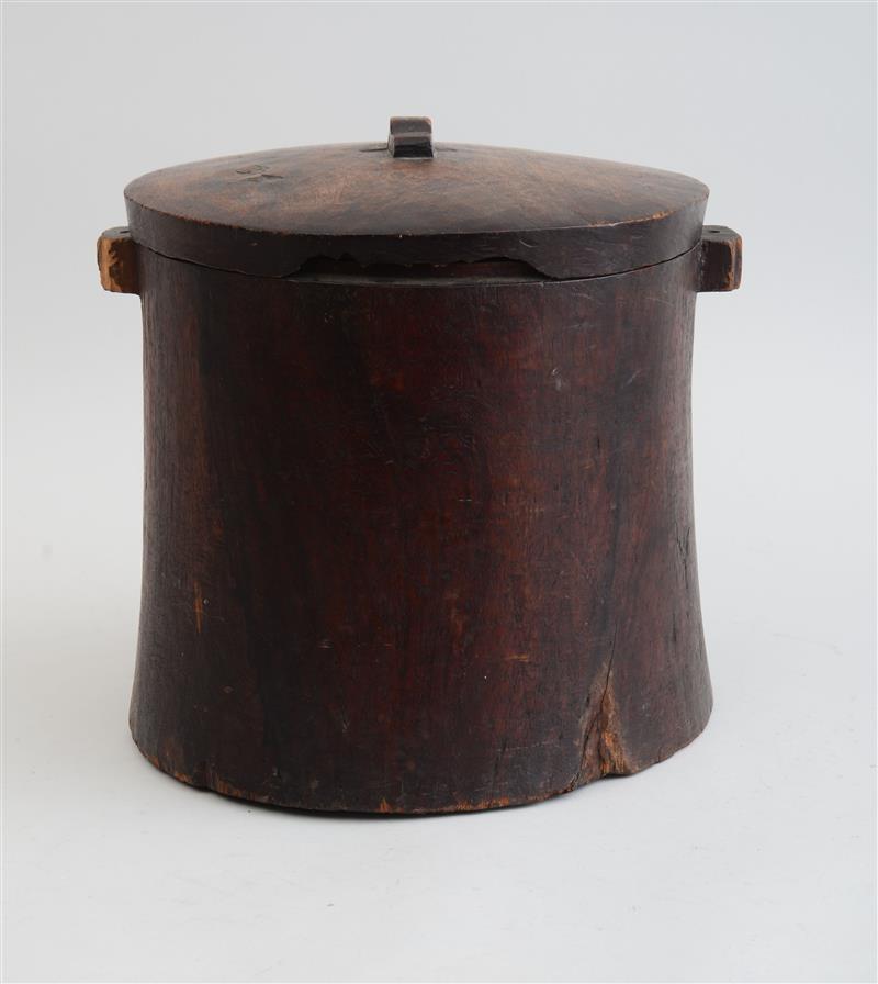 Appraisal: AMERICAN WALNUT LARGE JAR AND COVER Probably Southern the slightly