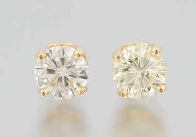 Appraisal: A Pair of Diamond Stud Earrings k yellow gold stud