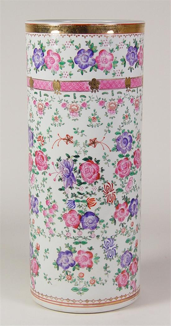 Appraisal: Large Oriental Style Umbrella Stand All over rose and floral