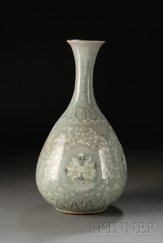 Appraisal: Wine Bottle Korea Koryo period th th century celadon with