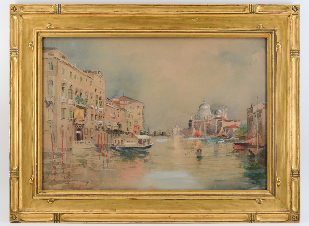 Appraisal: TURN OF THE CENTURY VENETIAN CANAL PAINTING Watercolor '' x