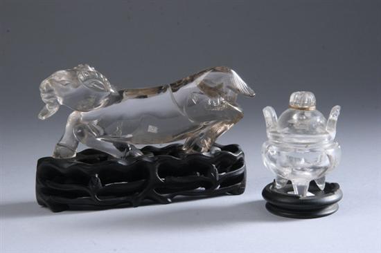 Appraisal: CHINESE ROCK CRYSTAL FIGURE OF GOAT AND CENSER - Goat