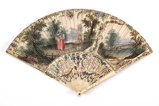 Appraisal: VELLUM AND IVORY FOLDING FAN French th CenturyFront of leaf