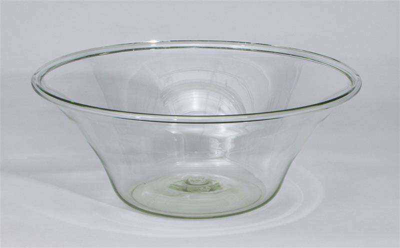 Appraisal: LARGE GLASS BOWL With molded edge x in diam Collection