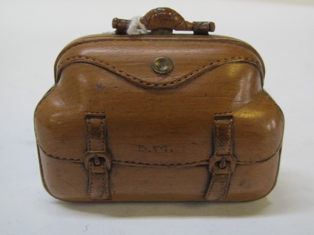 Appraisal: Wood purse modelled as a satchel