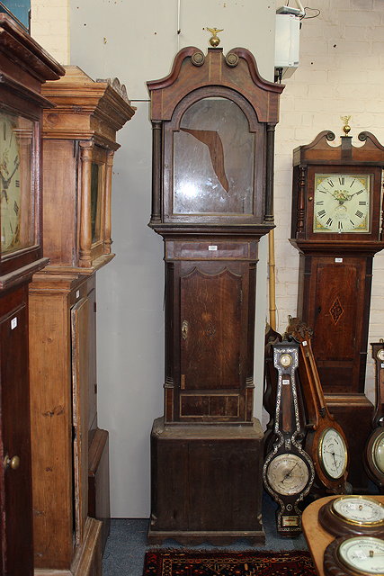 Appraisal: A GEORGE III OAK AND MAHOGANY LONGCASE CLOCK CASE the