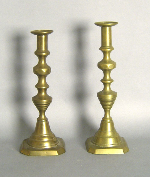 Appraisal: Brass table lamp h together with a pair of candlesticks