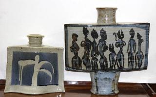 Appraisal: lot of Studio pottery vases each having a geometric form