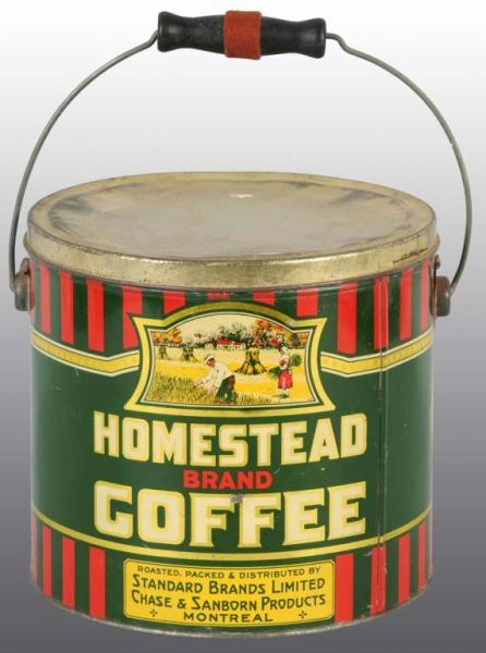 Appraisal: -Pound Homestead Brand Coffee Pail Description Manufactured by Standard Brands