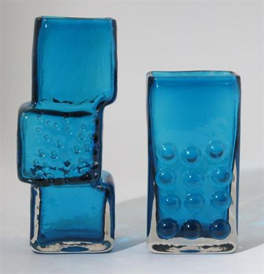 Appraisal: A Whitefriars Kingfisher Blue Drunken Bricklayer glass vase designed by