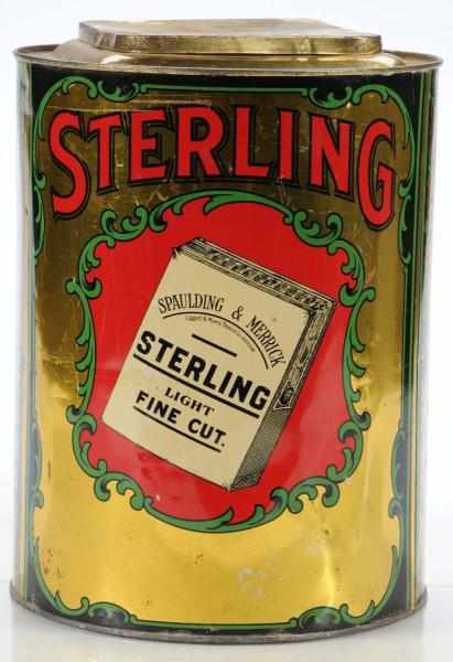 Appraisal: Sterling Tobacco Store Canister Description Beautiful gold metallic variation Tobacco