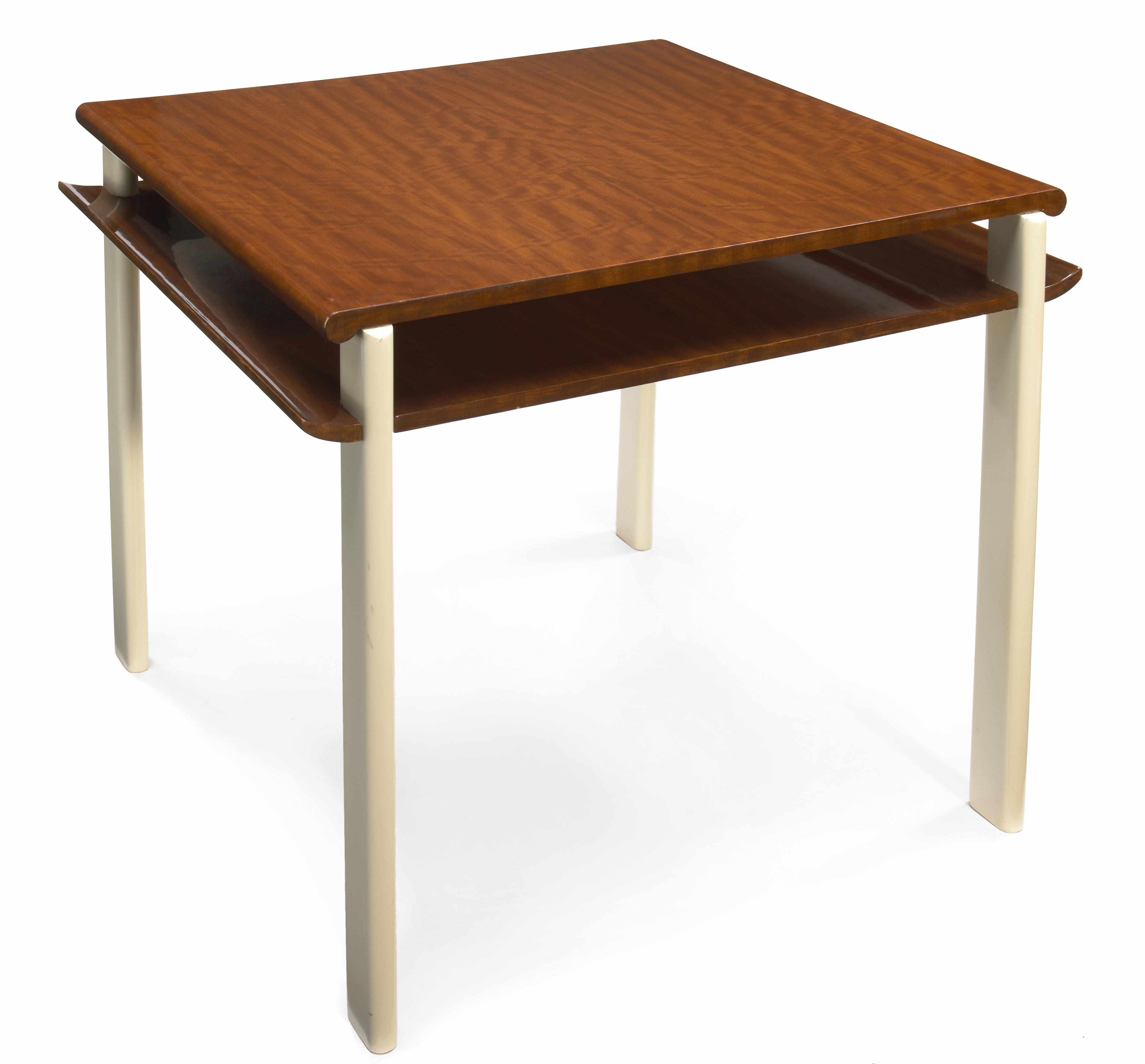 Appraisal: A custom Eugene Schoen mahogany and cream lacquered table executed