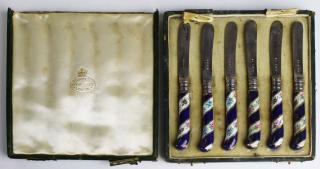 Appraisal: set of James Dixon Sons Sheffield silver fruit knives with