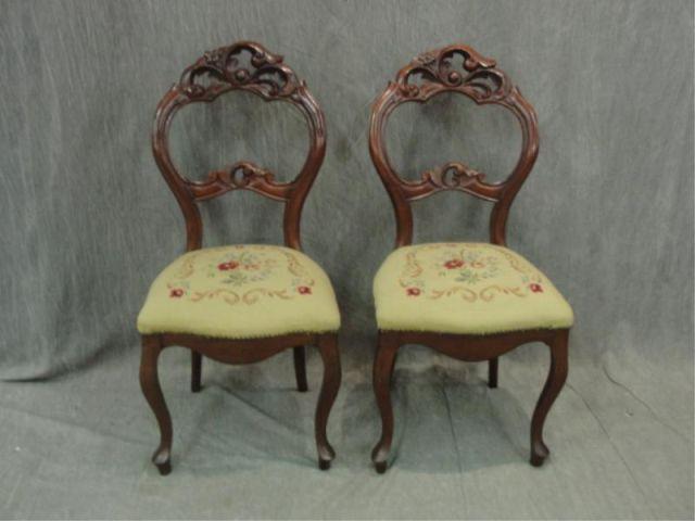 Appraisal: Pair of Victorian Carved Balloon Back Chairs From a Patterson