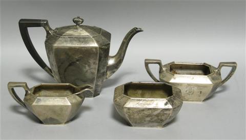 Appraisal: AMERICAN SILVER ART DECO TEA SET Comprising a teapot two-handled