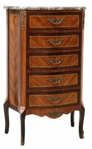 Appraisal: French Louis XV style mahogany tall chest of drawers early