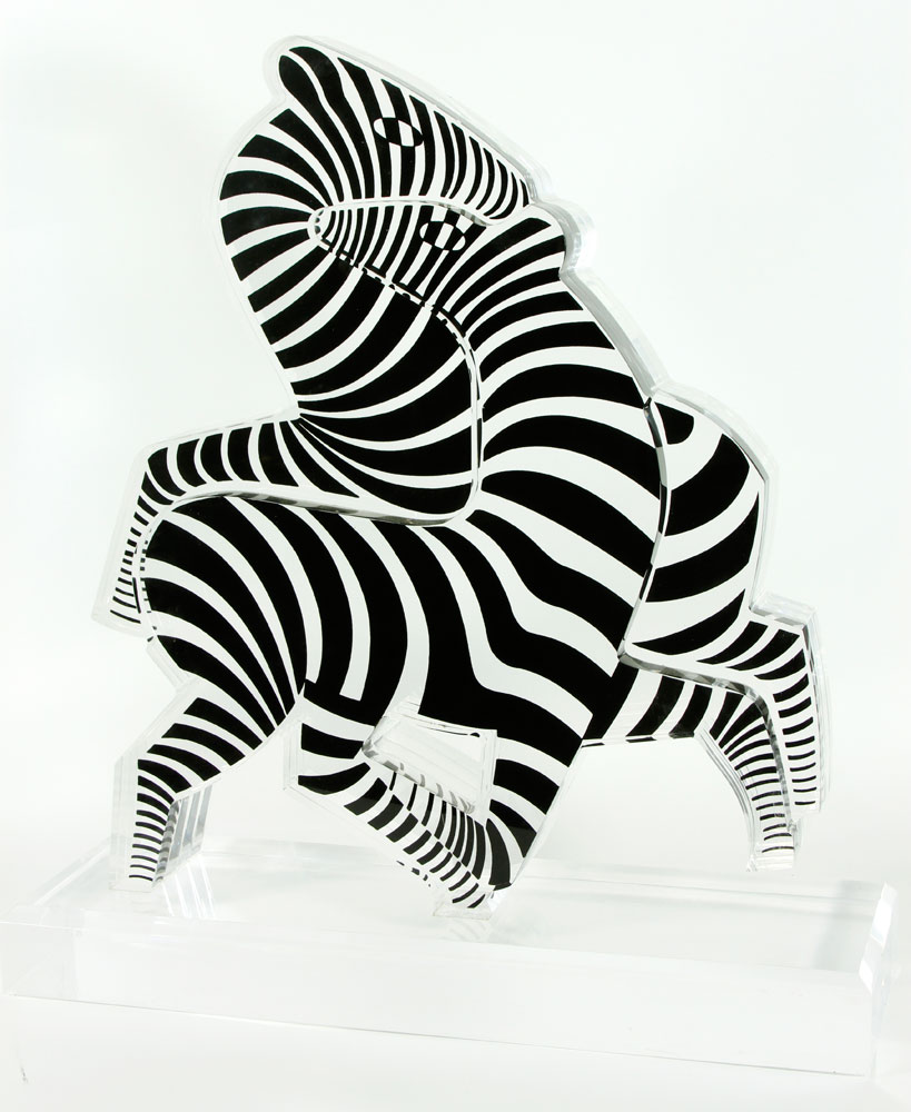 Appraisal: A - Zebra Sculpture Lucite Exceptional Modern zebra sculpture lucite