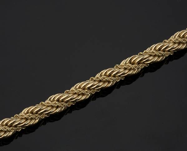 Appraisal: A gold bracelet Tiffany amp Co double rope twist design