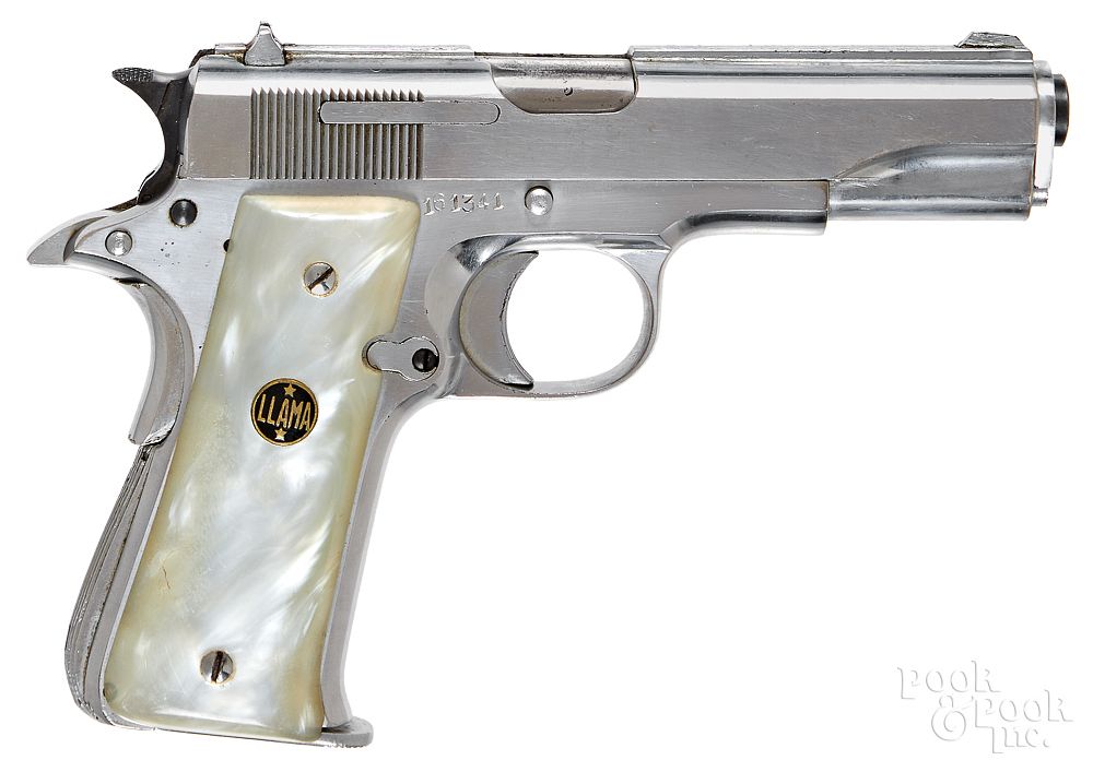 Appraisal: Llama cutaway stainless steel semi-auto pistol Llama cutaway stainless steel