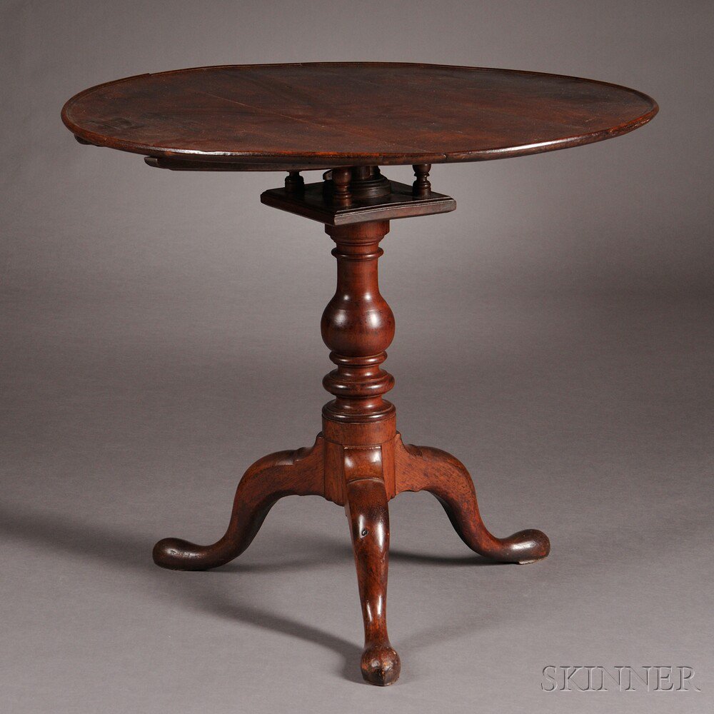 Appraisal: Walnut Tilt-top Tea Table Pennsylvania mid- th century the circular