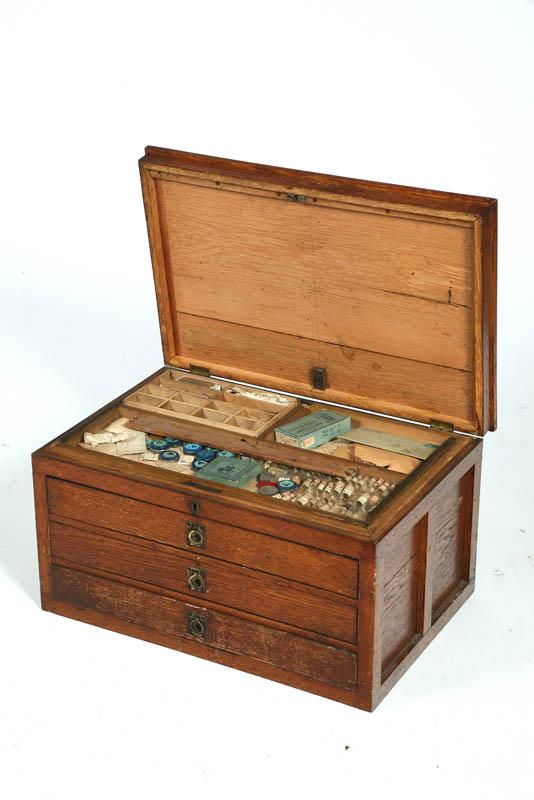 Appraisal: WATCH MAKER'S CABINET Oak with paneled top and sides interior