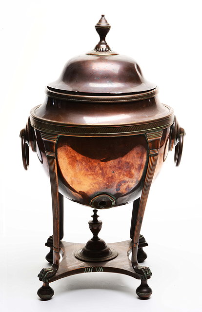 Appraisal: A REGENCY COPPER TEA URN OR SAMOVAR with turned final