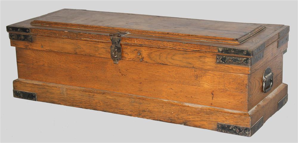 Appraisal: WOOD BLANKET CHEST OR TRUNK WITH METAL MOUNTS with a