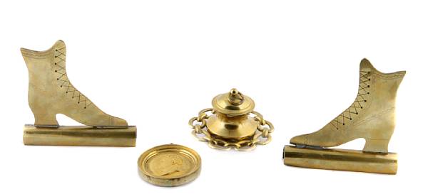 Appraisal: A group of Continental table articles comprising a brass ink