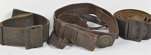 Appraisal: US Indian Wars Leather Belts Lot of Three Lot includes