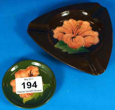 Appraisal: Moorcroft Traingular Ashtray and Moorcroft Small Pin Tray