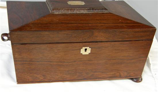 Appraisal: th century rosewood and mother of pearl sarcophagus shaped tea