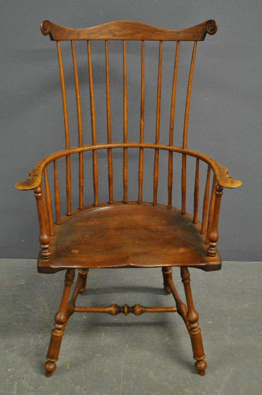 Appraisal: - Walter Steely comb-back Windsor armchair signed WS Walter Steely