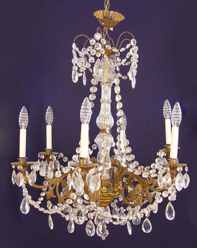 Appraisal: FANCY CRYSTAL CHANDELIER lights joined by crystal chains prisms Chandelier