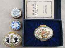 Appraisal: A mixed lot comprising four gilt metal mounted enamel patch