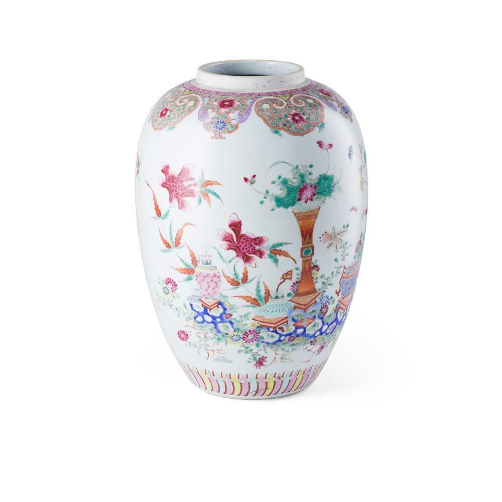 Appraisal: FAMILLE ROSE 'BOGU' JAR QIANLONG MARK BUT TH CENTURY of