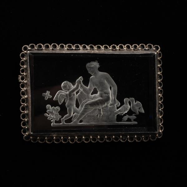 Appraisal: Vintage Czech Art Deco intaglio crystal mounted in silver with