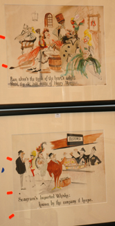 Appraisal: PAIR OF TH CENTURY ADVERTISING SKETCHES WATERCOLOUR AND INK ON