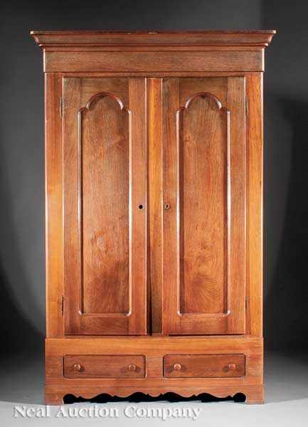 Appraisal: An Antique American Walnut Armoire th c probably Southern molded