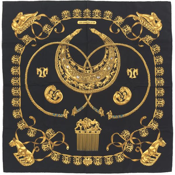 Appraisal: HERMES SILK TWILL SCARF LES CAVALIERS D'OR DESIGNED BY VLADIMIR