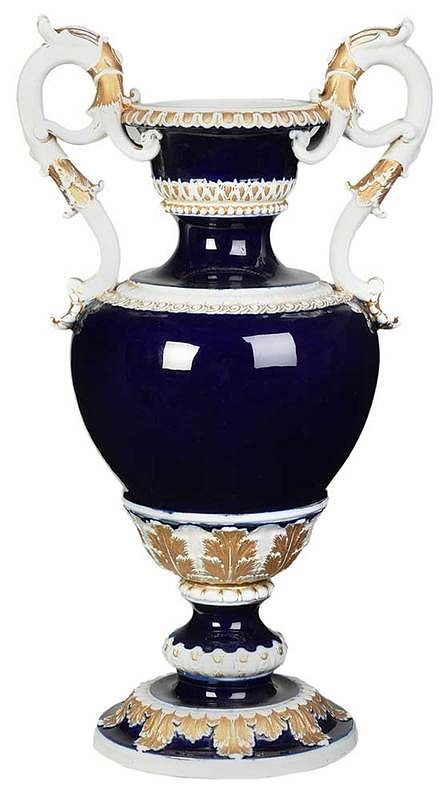 Appraisal: Large Meissen Cobalt Blue and Gilt Porcelain Urn German late