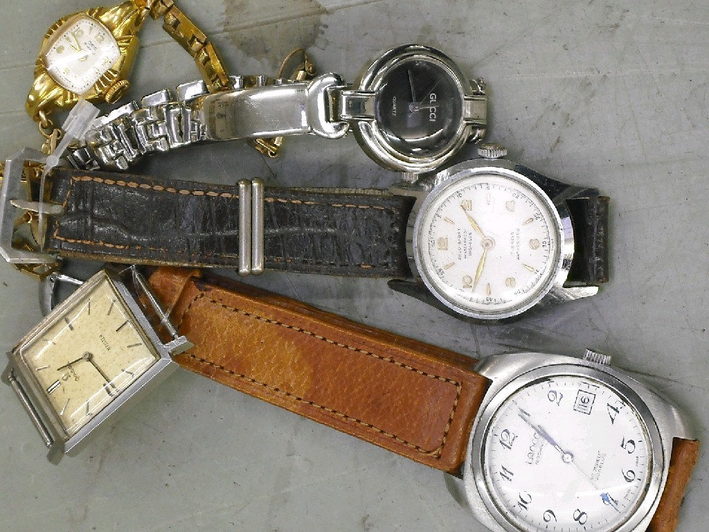 Appraisal: Five assorted watches including an Omega Meister Gucci quartz Oris