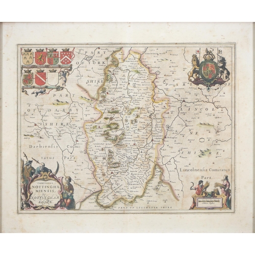 Appraisal: Joan Blaeu - Nottinghamshire double page engraved map hand coloured