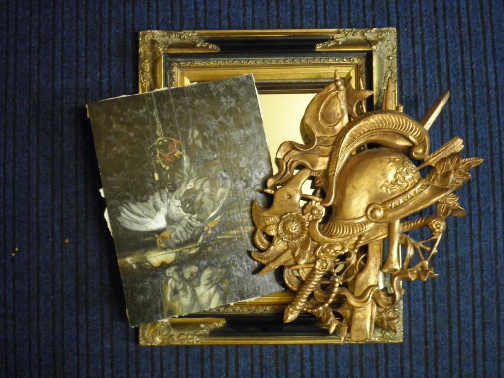 Appraisal: Modern oil on board Game Gilt Coat of Arms also