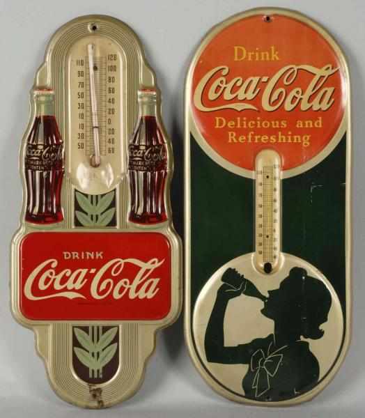 Appraisal: Lot of s Coca-Cola Thermometers Description Includes silhouette girl and